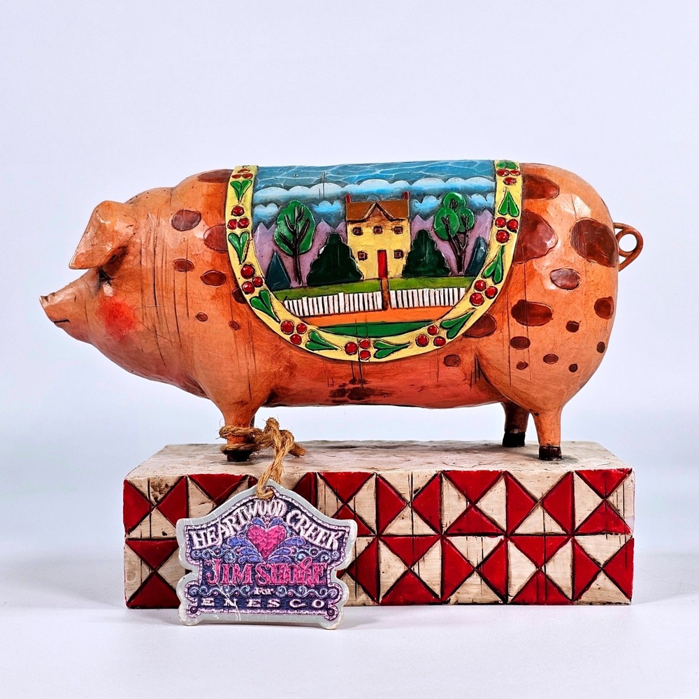 Jim Shore Heartwood Creek Country Heritage Pig Figurine 117142 Enesco 2003